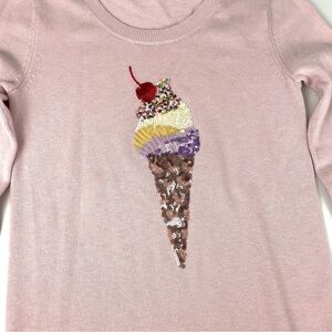 Kate Spade Ice Cream Cone Pink Sweater Cotton Silk Blend Sz XS